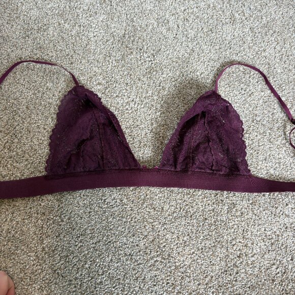 For Love & Lemons Skivvies Lace Bra Bralette Size M/L Maroon Lacy Sexy - Picture 12 of 13